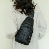 Sac à bandoulière en cuir souple style coréen décontracté et rétro
